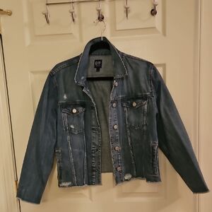 GAP Women's Washed Blue Cropped Denim Jacket